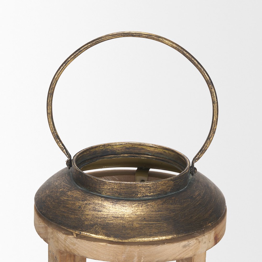 Andy I Large Natural Wood Cylindrical Lantern. Picture 4