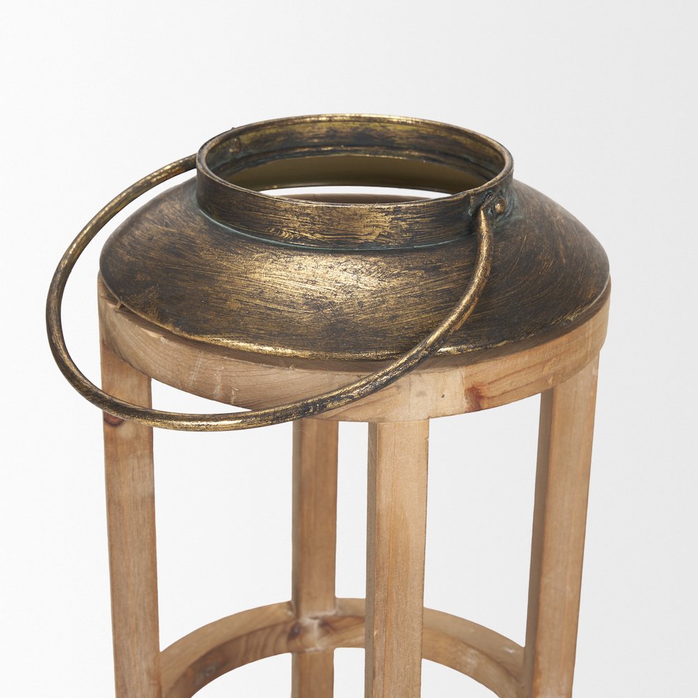 Andy I Large Natural Wood Cylindrical Lantern. Picture 5