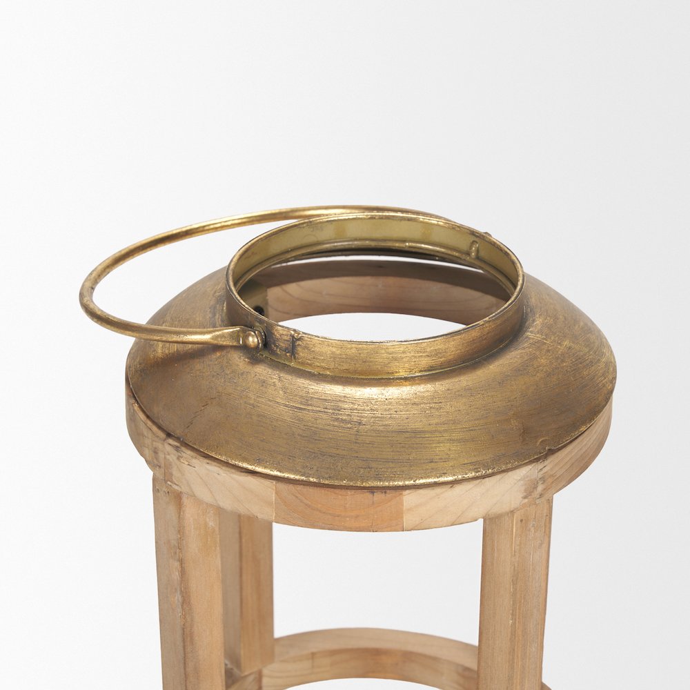 Andy II Small Natural Wood Cylindrical Lantern. Picture 5