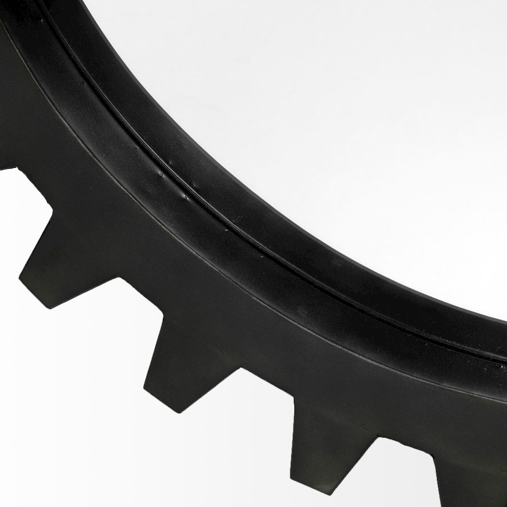 Alloy Cog 26" Round Black Metal Frame Mirror. Picture 2