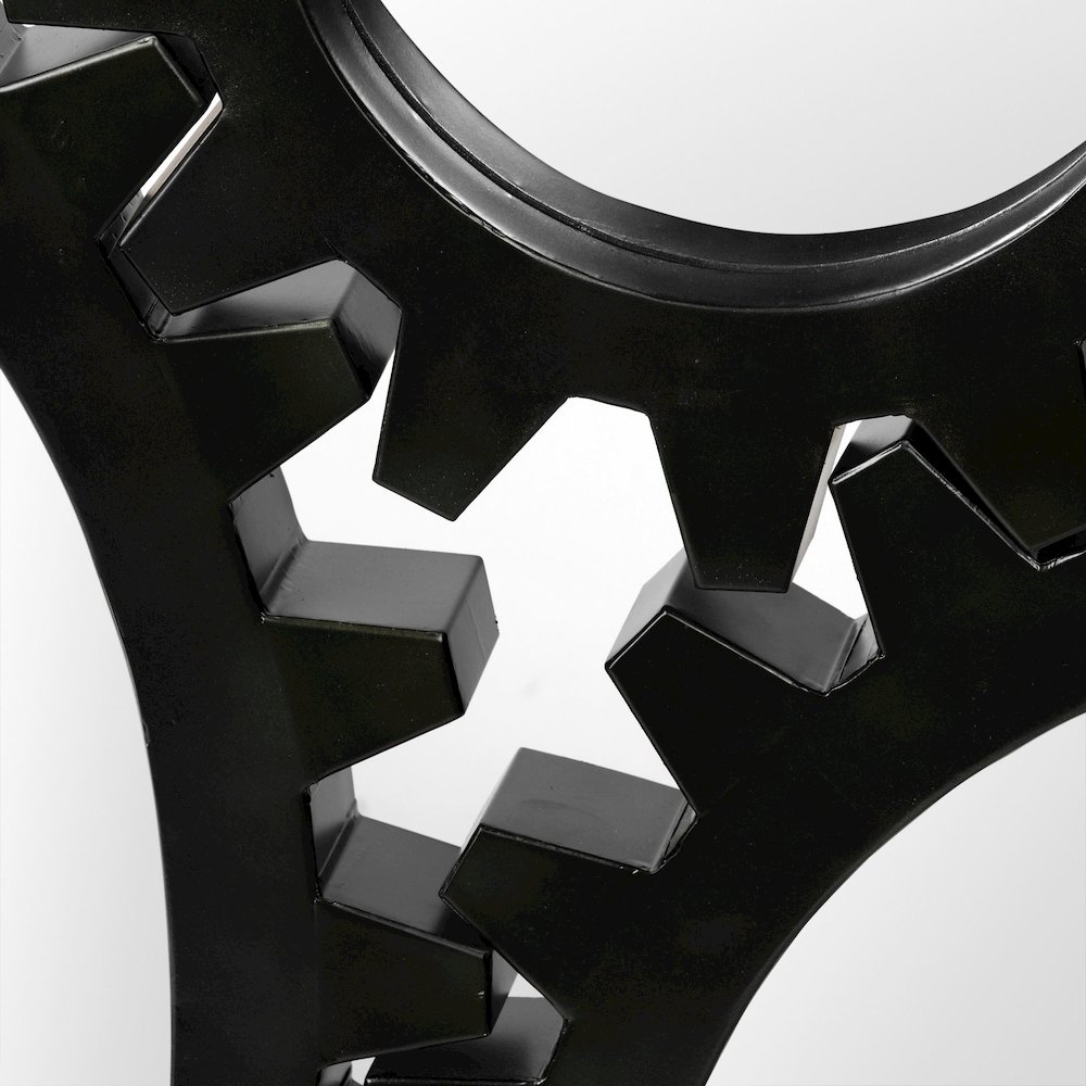 Alloy Cog 37" Round Black Metal Frame Mirror. Picture 3