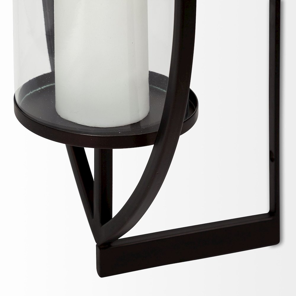 Drax 22"H Black Metal Wall Candle Holder. Picture 4