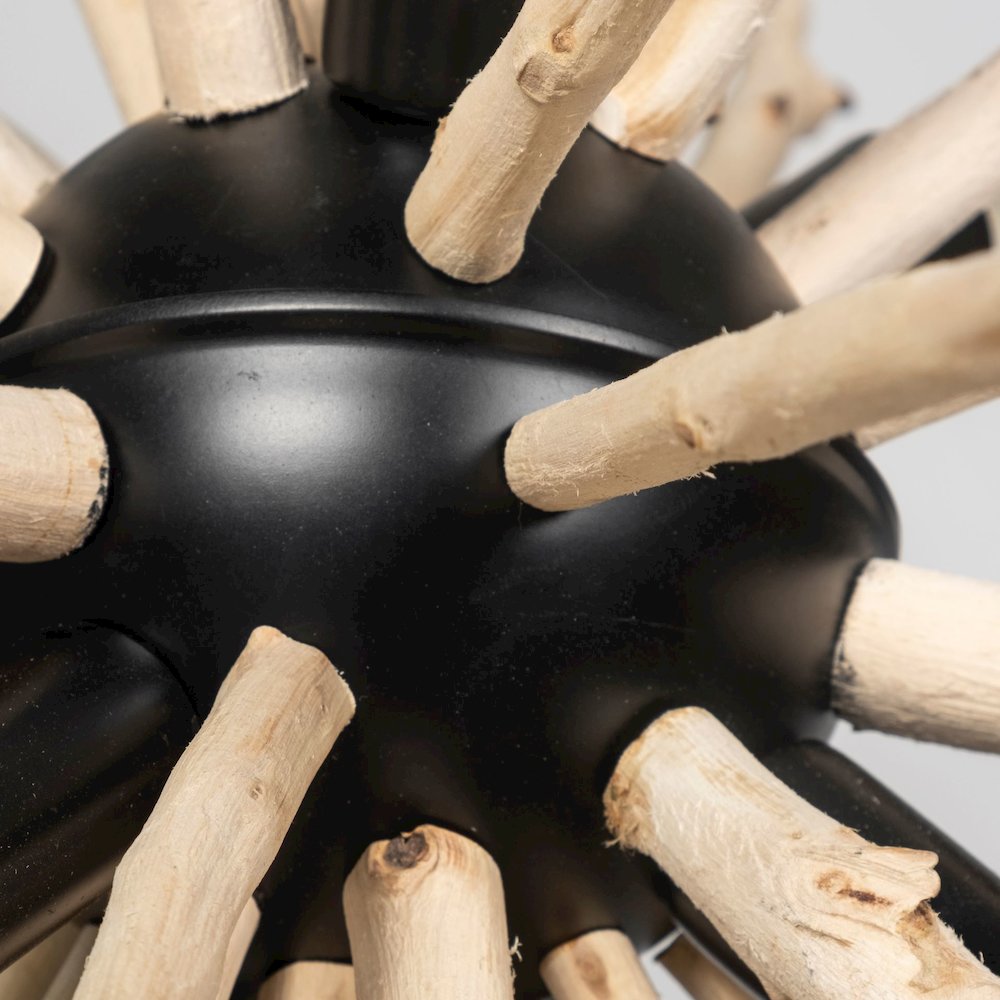 Jules 25x25 Blonde Wood and Black Metal Six Bulb Chandelier Light. Picture 5