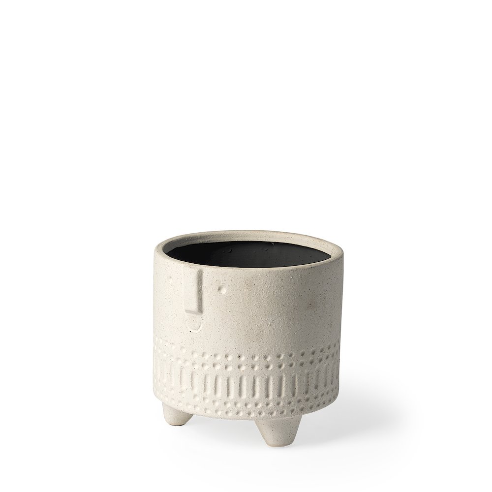 Jacob I Short White Ceramic Smiling Face Vase. Picture 1