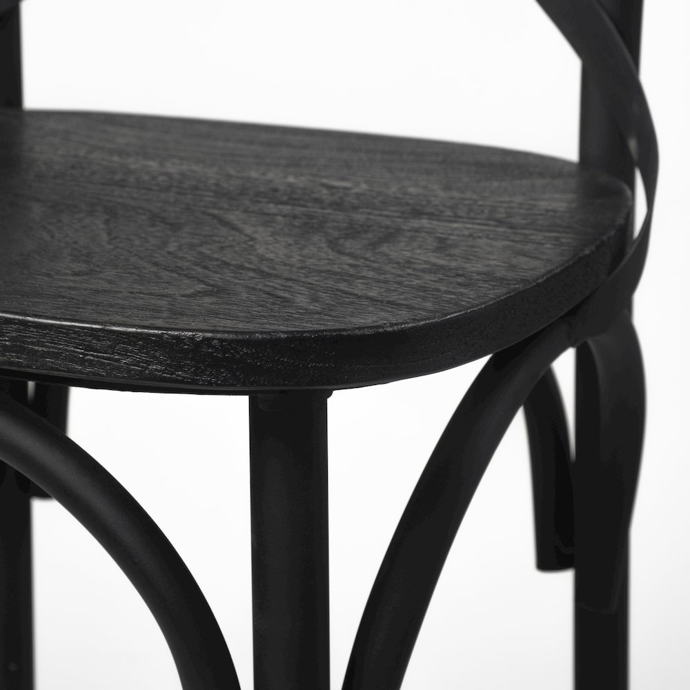 Etienne 26.25" Seat Height Black Wood Seat Black Metal Base Stool. Picture 8