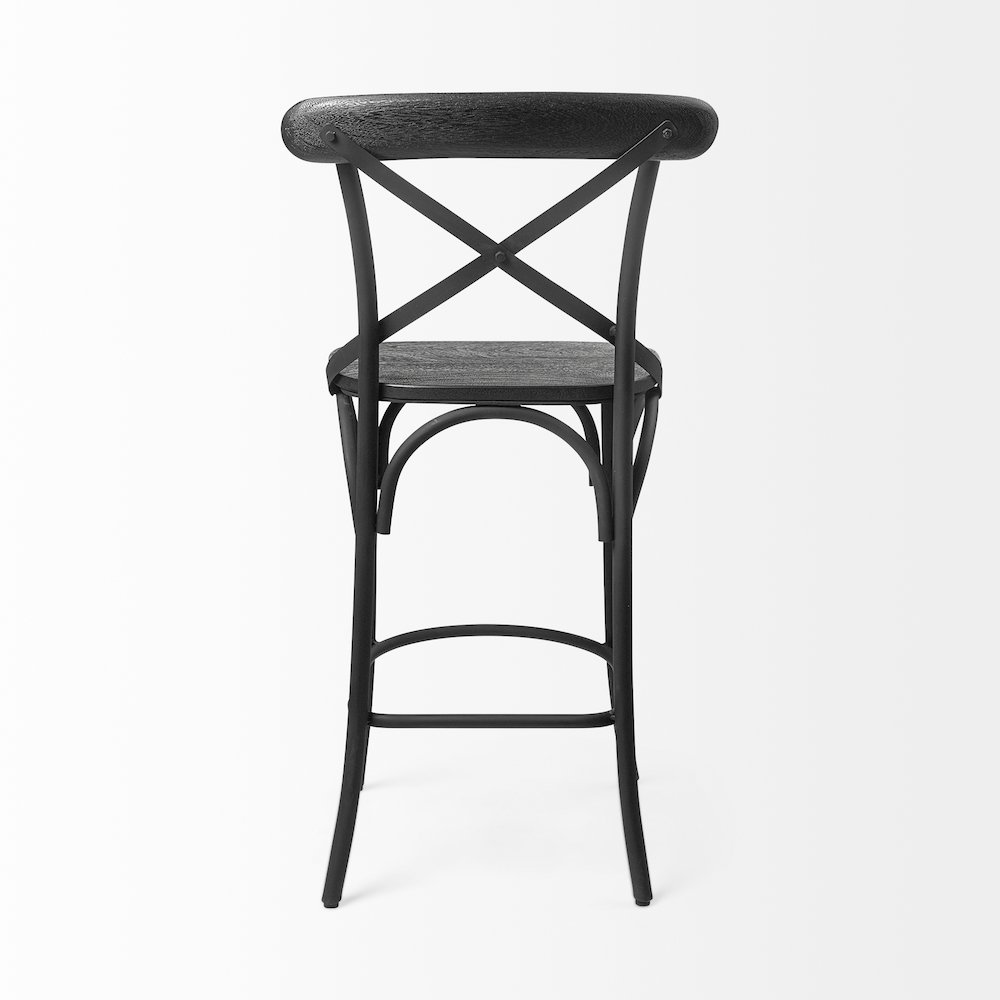 Etienne 26.25" Seat Height Black Wood Seat Black Metal Base Stool. Picture 4