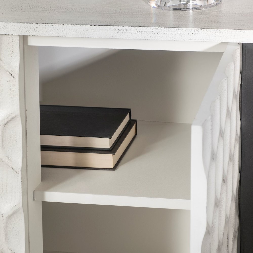 Savannah White Fir Veneer & Gray Metal 3-Door Accent Cabinet. Picture 5