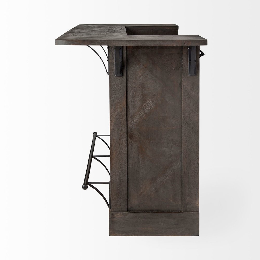 Cheers Dark Brown Solid Wood  Wine Bottle Storage Kitchen Island. Picture 2