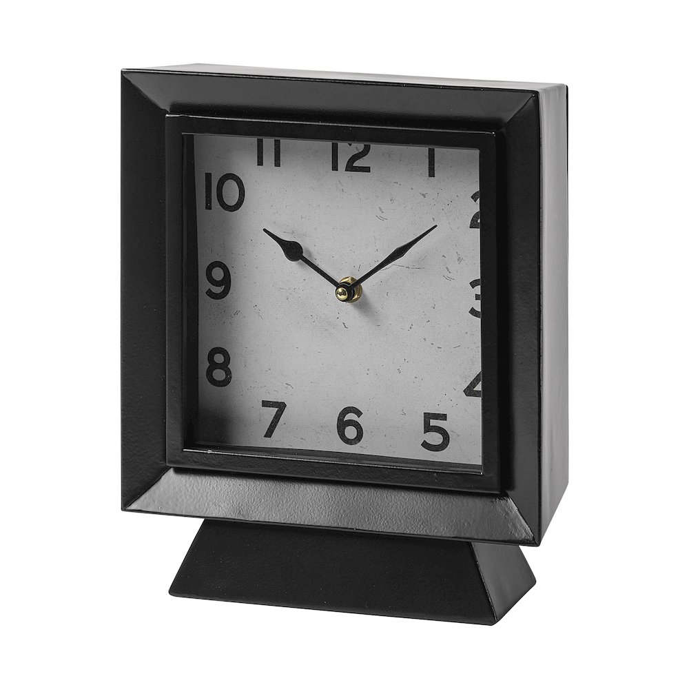 Ralph I Black Metal Square Table Clock. Picture 1