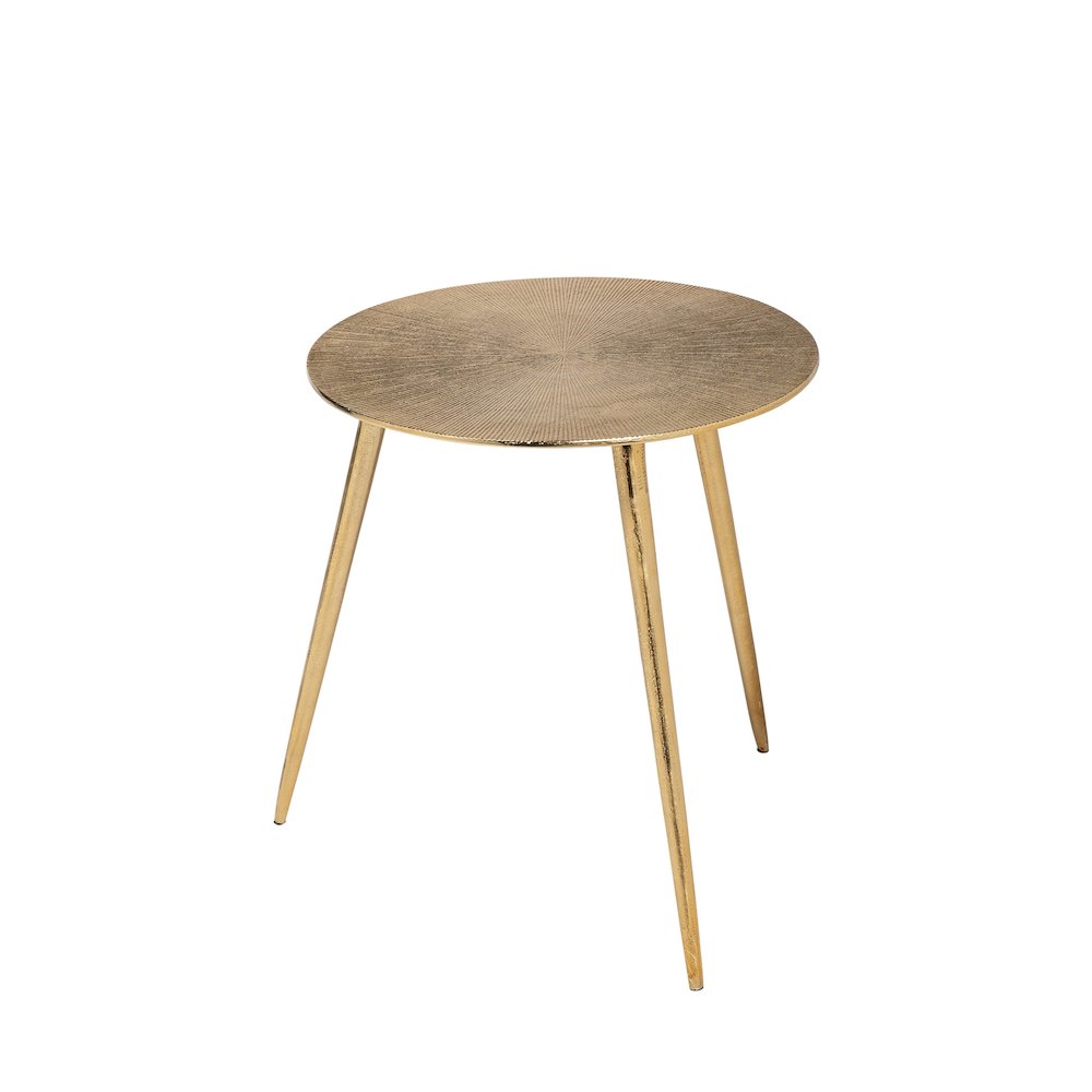 Reva III (Small) 16L x 16W Gold Round Top Cast Aluminum Accent Table. Picture 1