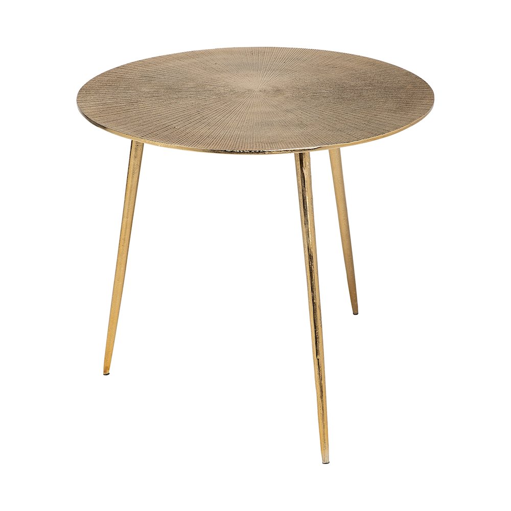 Reva I (Large) 24L x 24W Gold Round Top Cast Aluminum Accent Table. Picture 1