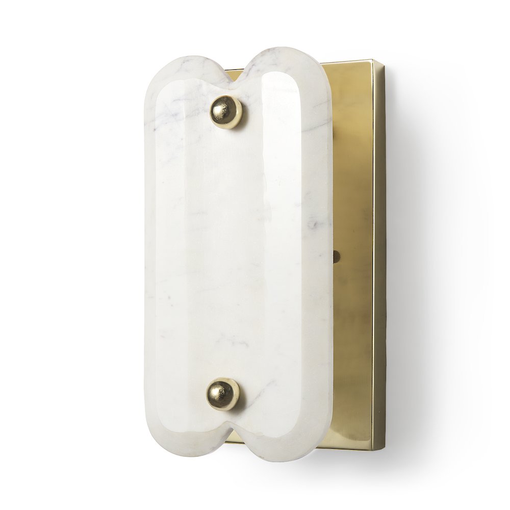 Stein 5L x 6W Gold W/ White Marble Shade Wall Sconce. Picture 1