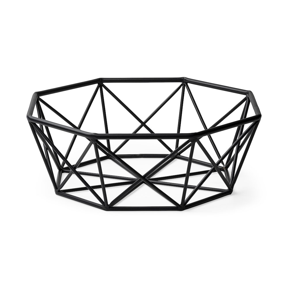 Davy 17L x 17W Black Metal Large Hexagonal Bowl. Picture 1