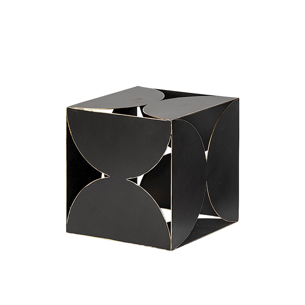Darren (Small) 6L x 6W Black Metal Decorative Cube. Picture 1