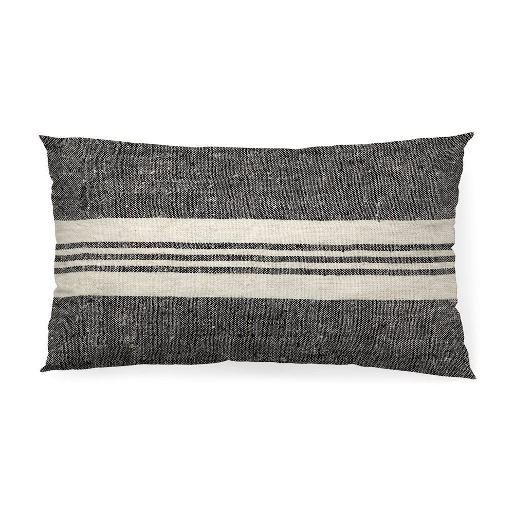 Sharon 14 x 26 Black With Stripes Decorative Pillow Cover. Picture 1