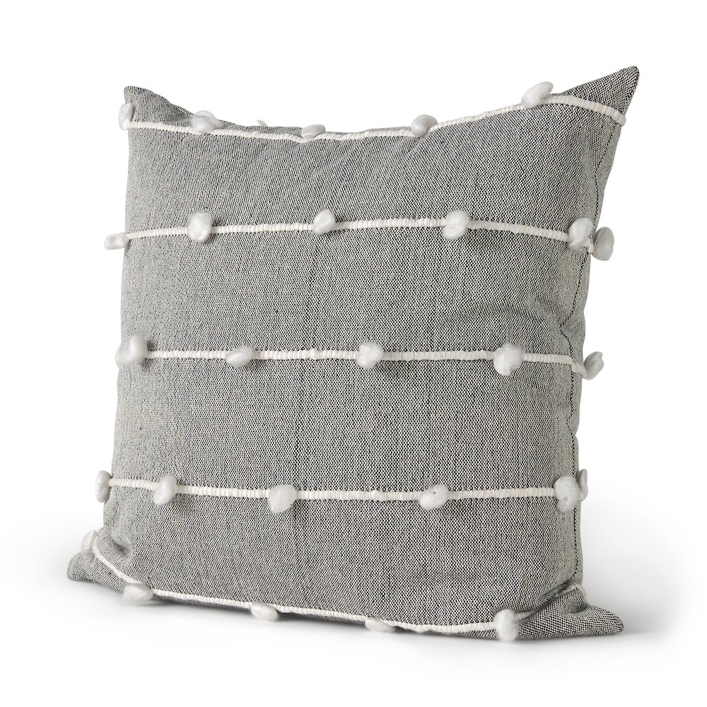 Linda 20 x 20 Navy And Cream With White Detail Decorative Pillow Cover. Picture 1