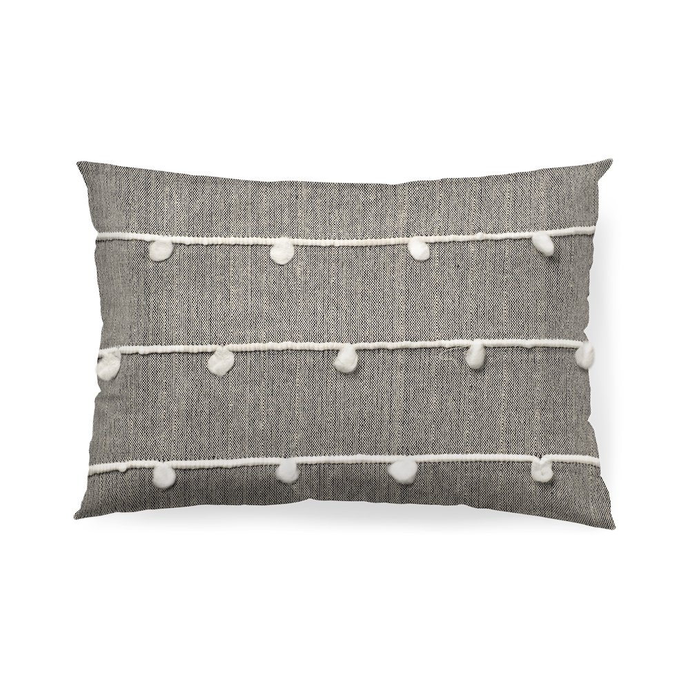 Linda 13 x 21 Navy And Cream With White Detail Decorative Pillow Cover. Picture 1