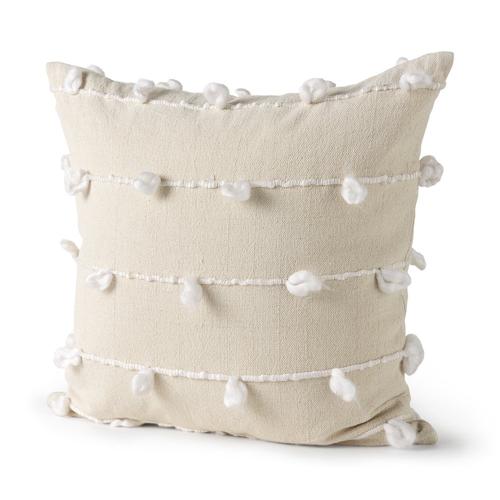 Erica 20 x 20 Cream With White Detail Decorative Pillow Cover. Picture 1
