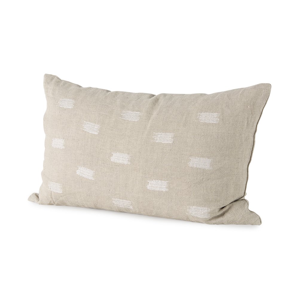 Lacey 13 x 21 Beige/White Decorative Pillow Cover. Picture 1