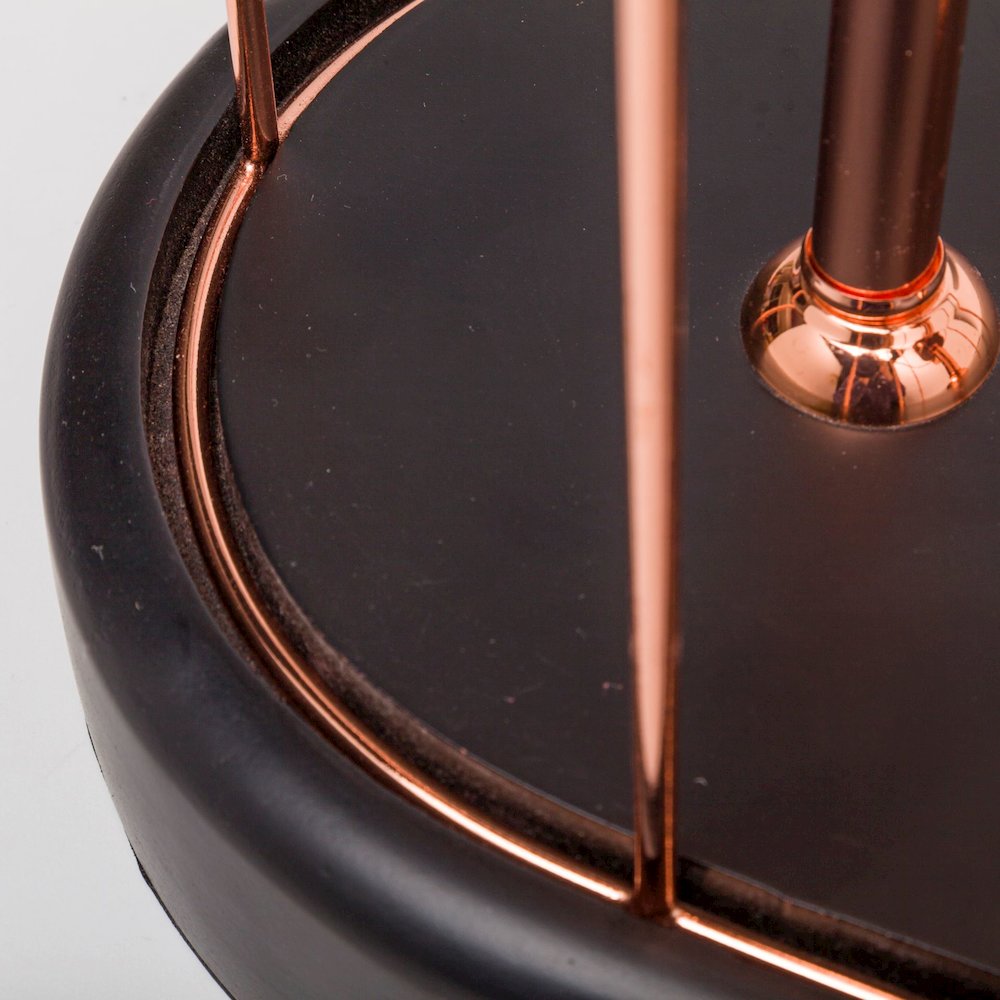 Sutton (19.3"H) Rose-Gold Metal Cylindrical Cage Three Bulb Table Lamp. Picture 9