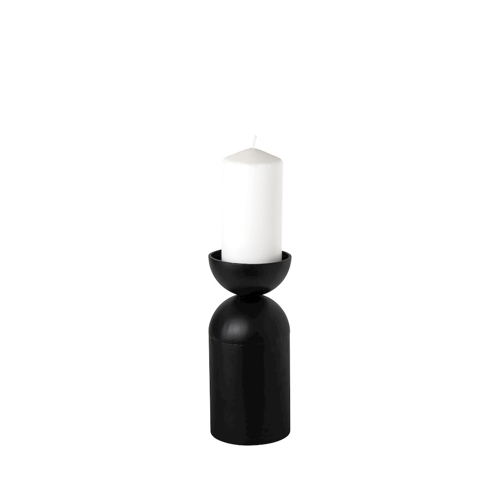 Alex Small Black Metal Cylindrical Table Candle Holder. Picture 1