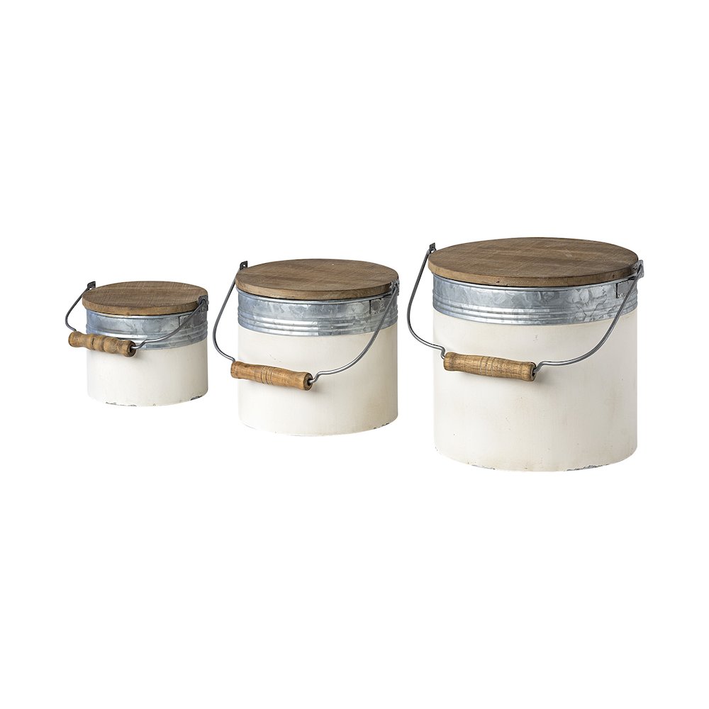 Alani (Set of 3) White Metal Storage Boxes. Picture 1