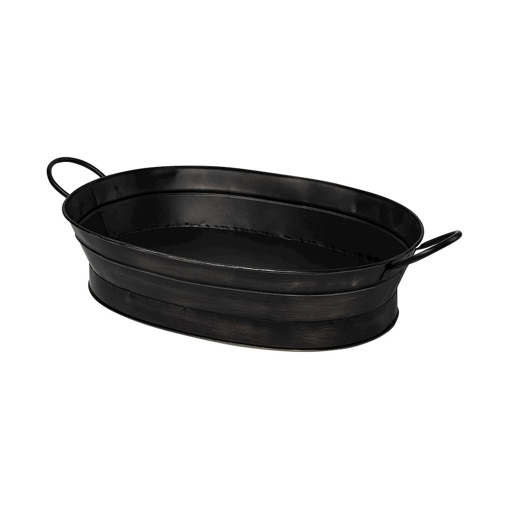 Reno 20L x 14W Black Metal Vintage Inspired Basket. Picture 1