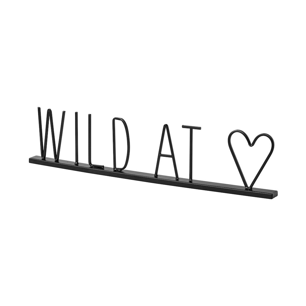 Wild at Heart 24L x 1W Black Metal Sign. Picture 1
