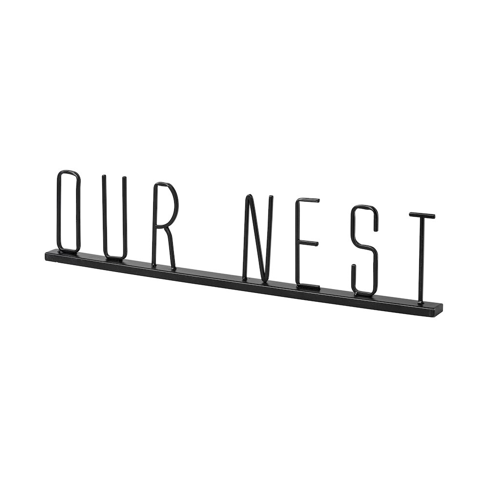Our Nest 24L x 1W Black Metal Sign. Picture 1