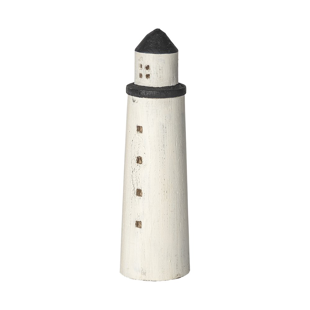 Abner (Large) 4L x 4W White Wooden Coastal Lighthouse. Picture 1