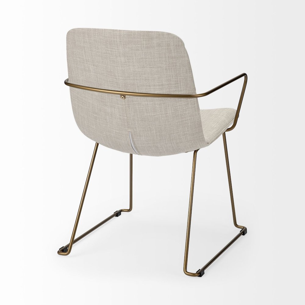 Sawyer II Beige Fabric Wrap Gold Metal Frame Dining Chair. Picture 5