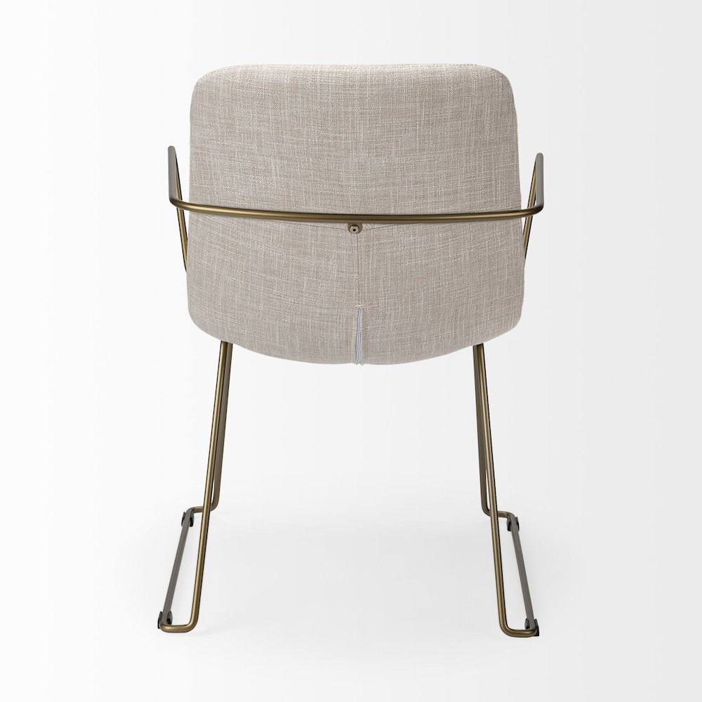 Sawyer II Beige Fabric Wrap Gold Metal Frame Dining Chair. Picture 4