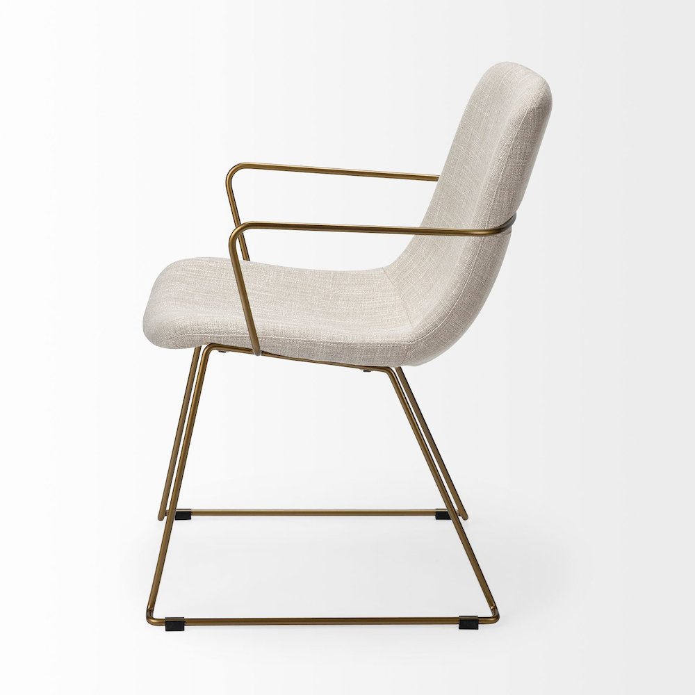 Sawyer II Beige Fabric Wrap Gold Metal Frame Dining Chair. Picture 3
