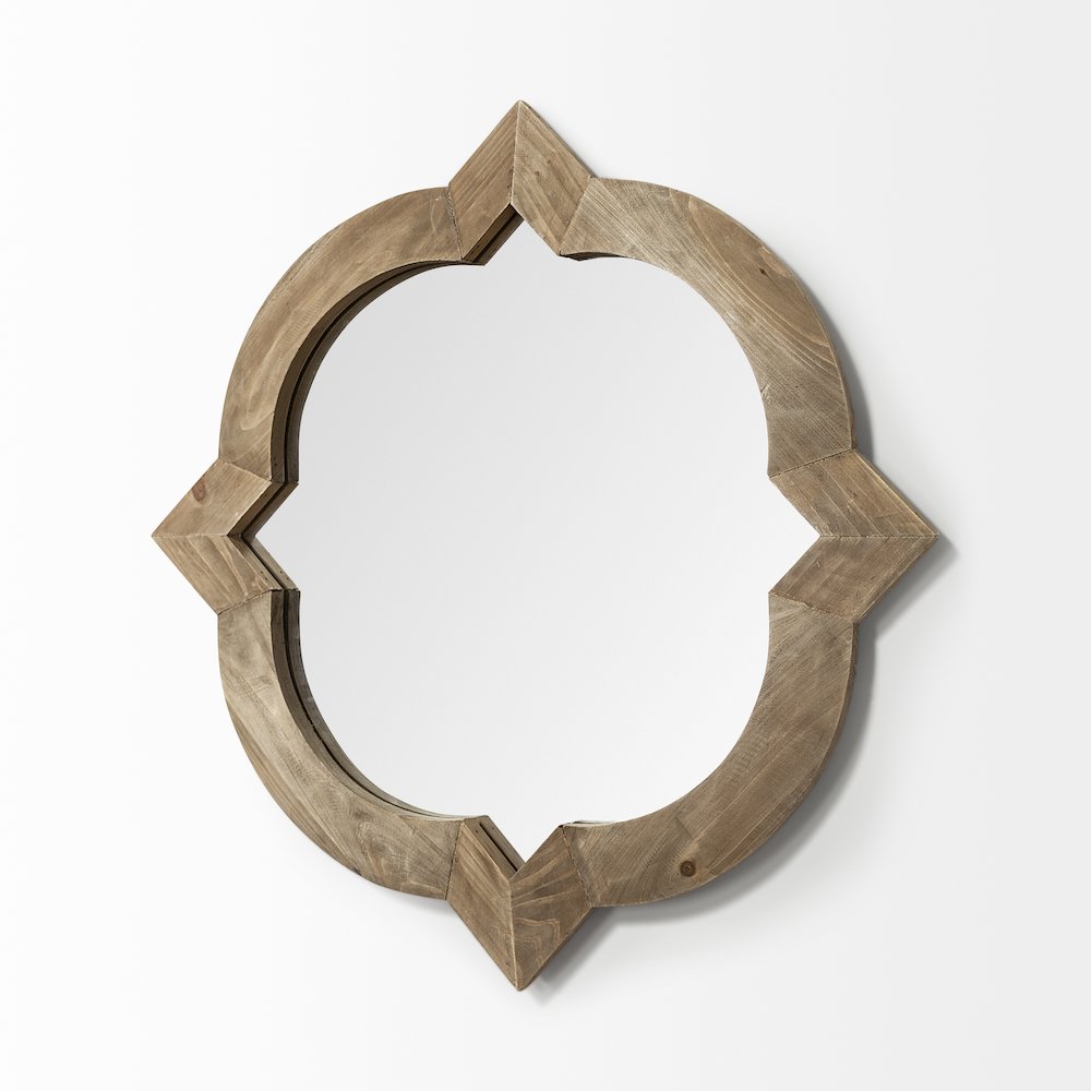 Argonne 23" Round-Square Brown Wood Frame Mirror. Picture 3