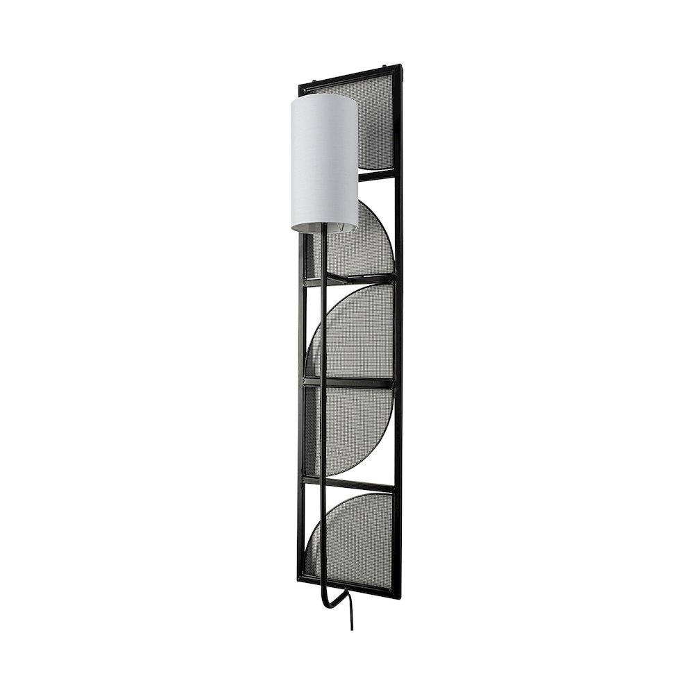 Navin 10x46.5 Black Metal Body White Fabric Shade Rectangular Wall Sconce. Picture 1