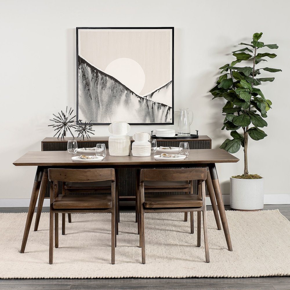 Nicholas II 72x39 Brown Solid Wood Top Metal/Wood Leg Dining Table. Picture 10
