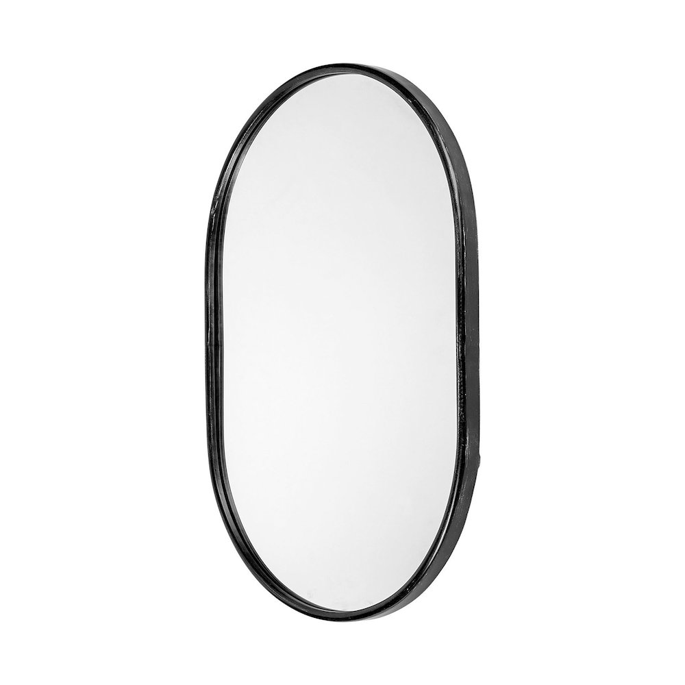 Sylvia II 24"x35" Oval Black Metal Frame Mirror. Picture 1