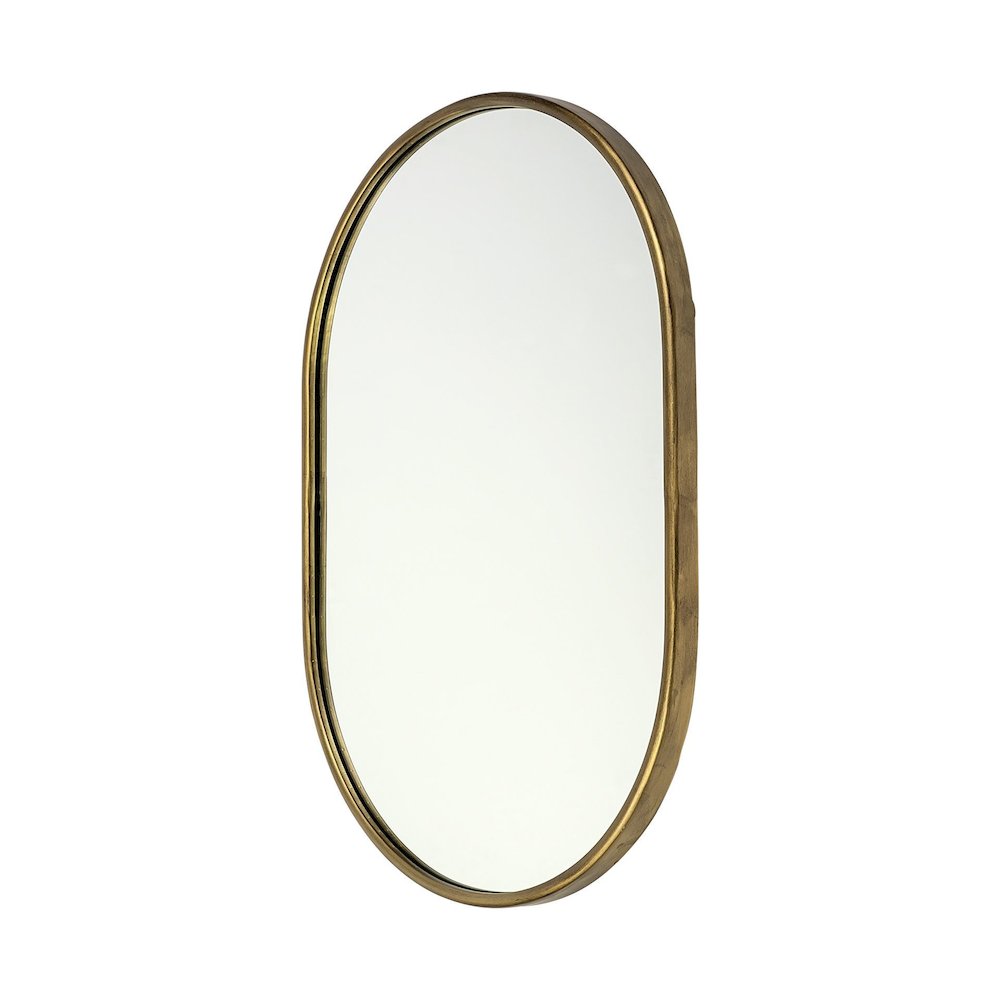 Sylvia I 24L x 35H Oval Gold Metal Frame Wall Mirror. Picture 1