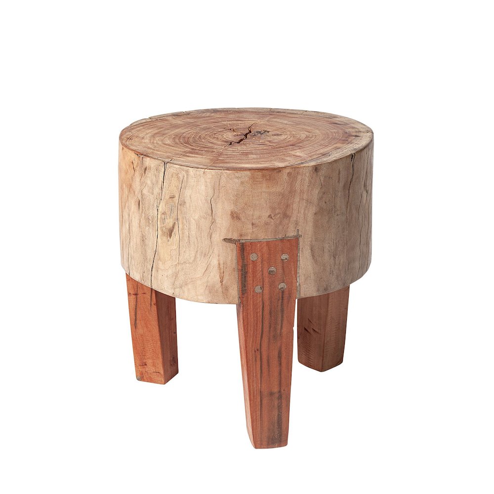Asco 15"H Rustic Solid Reclaimed Wood Stool. Picture 1
