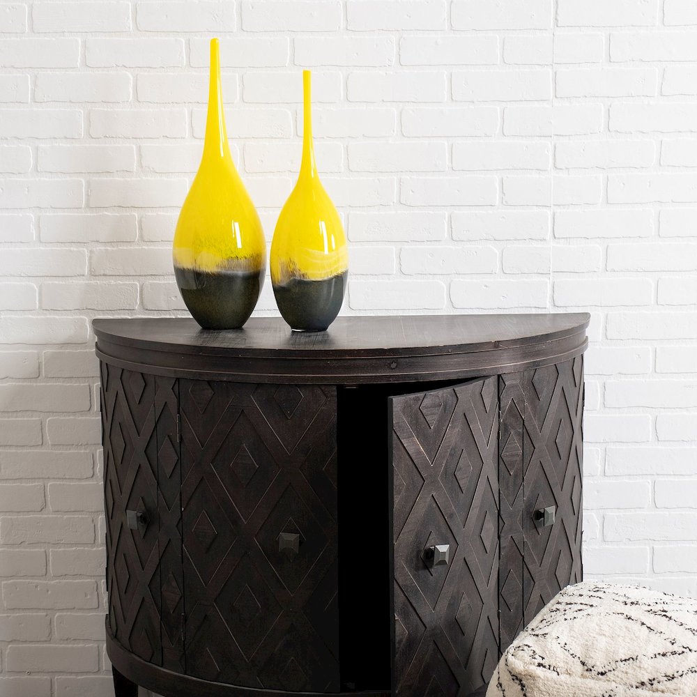 Jasse Large Yellow/Gray Ombre Glass Vase. Picture 2