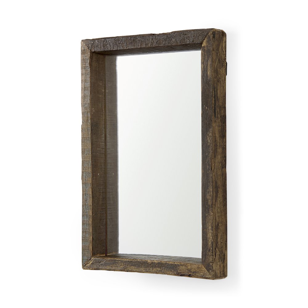 Gervaise 12L x 2W x 18H Brown Wood Frame Rectangular Wall Mirror. Picture 1