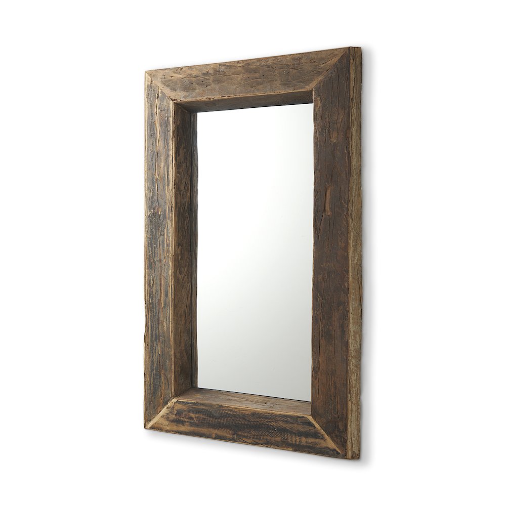 Gerome 28 x 48 Brown Wood Frame Rectangular Wall Mirror. Picture 1