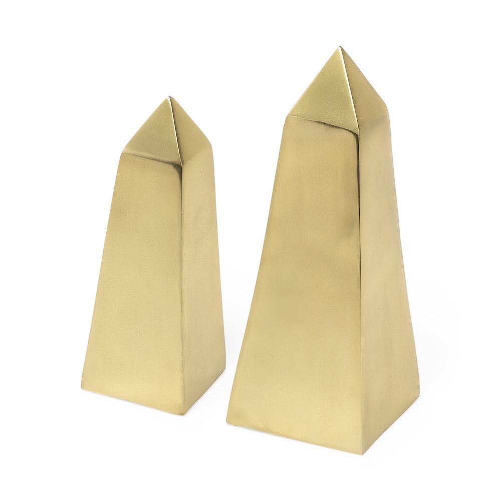 Giza (Set of 2) 4L x 4W Gold Elongated Pyramids. Picture 1