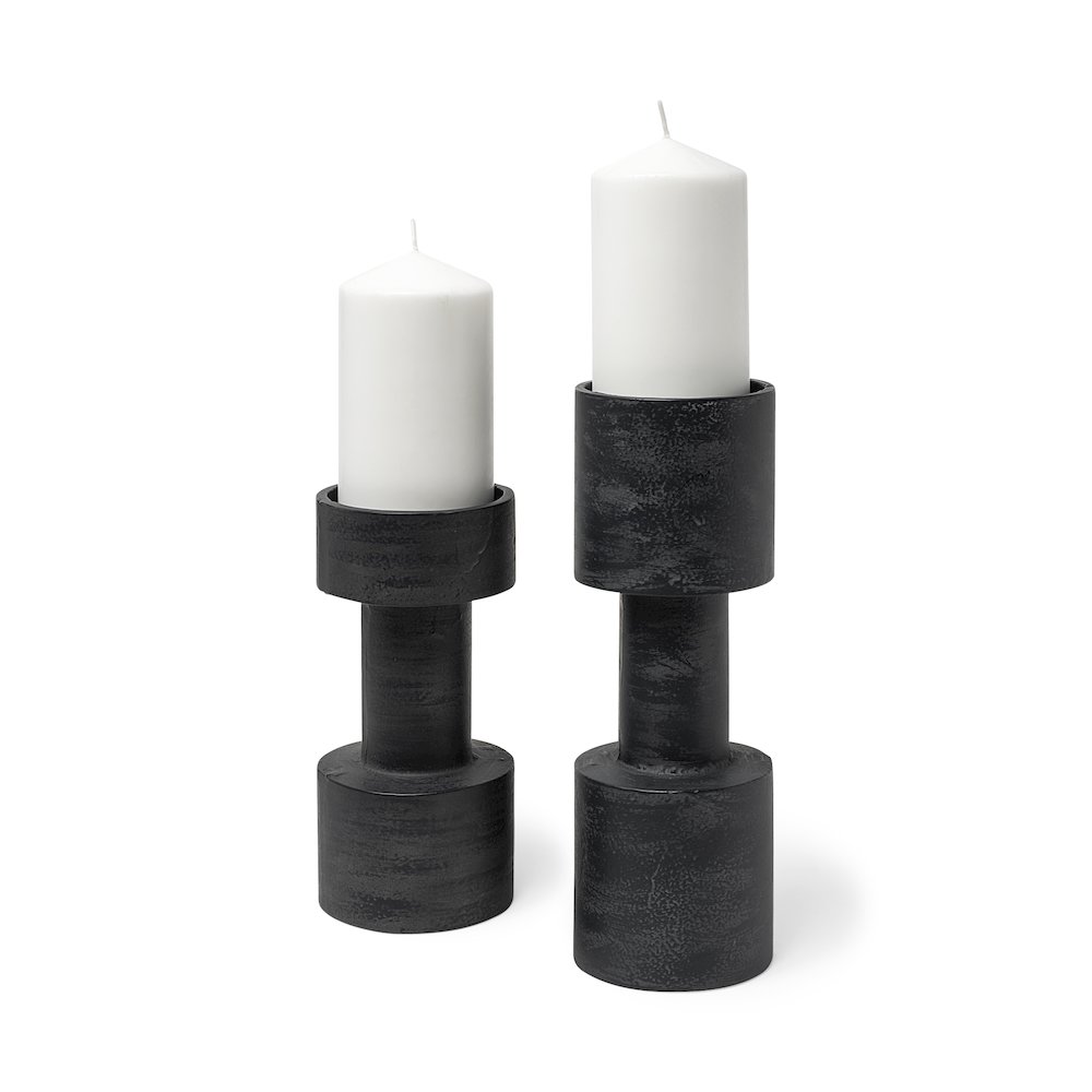 Bolton I 3.9L x 3.9W x 10.6H Black Metal Table Candle Holders. Picture 1