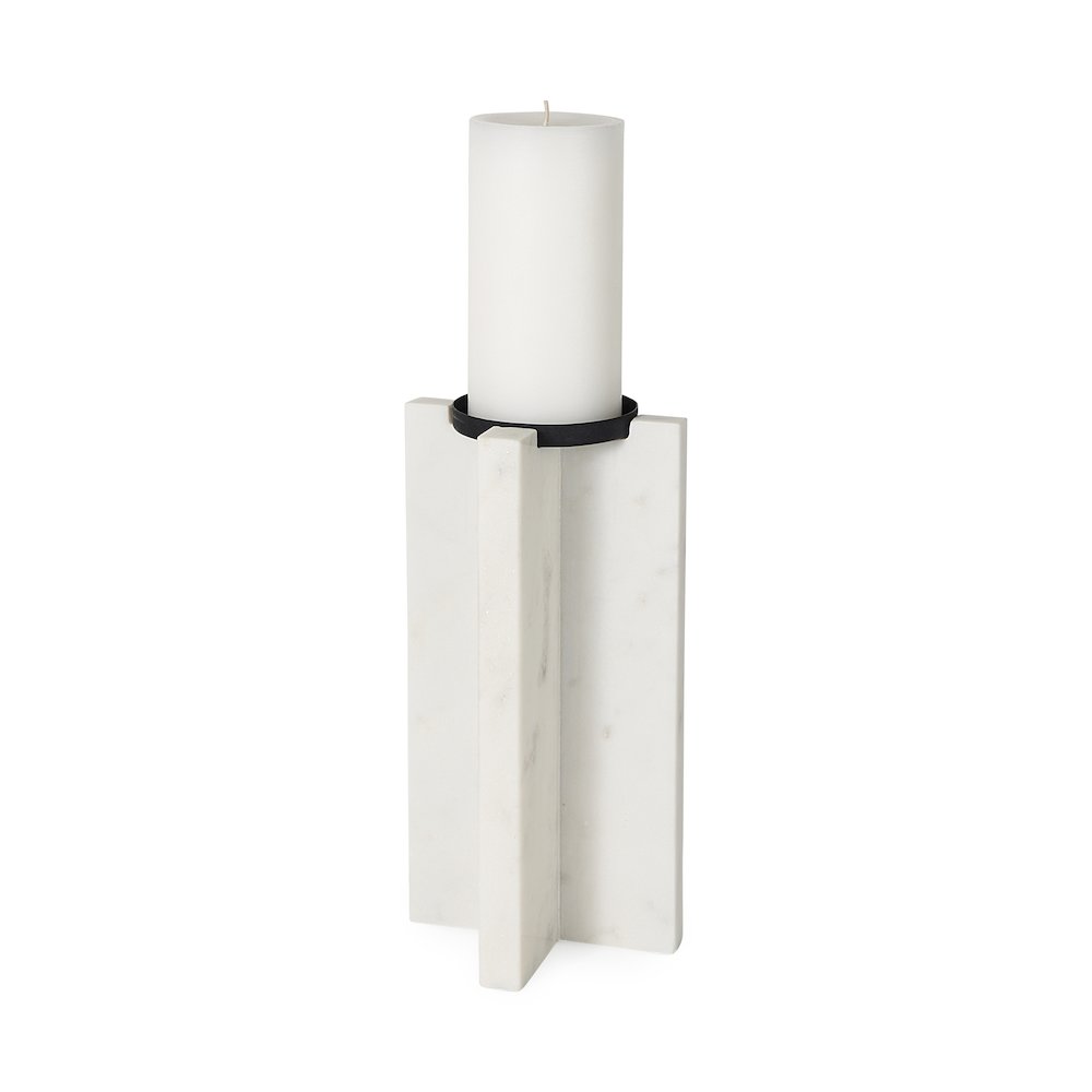 Sophia 5.5"L x 3.5"W x 10.5"H Marble Candle Holder Large. Picture 1