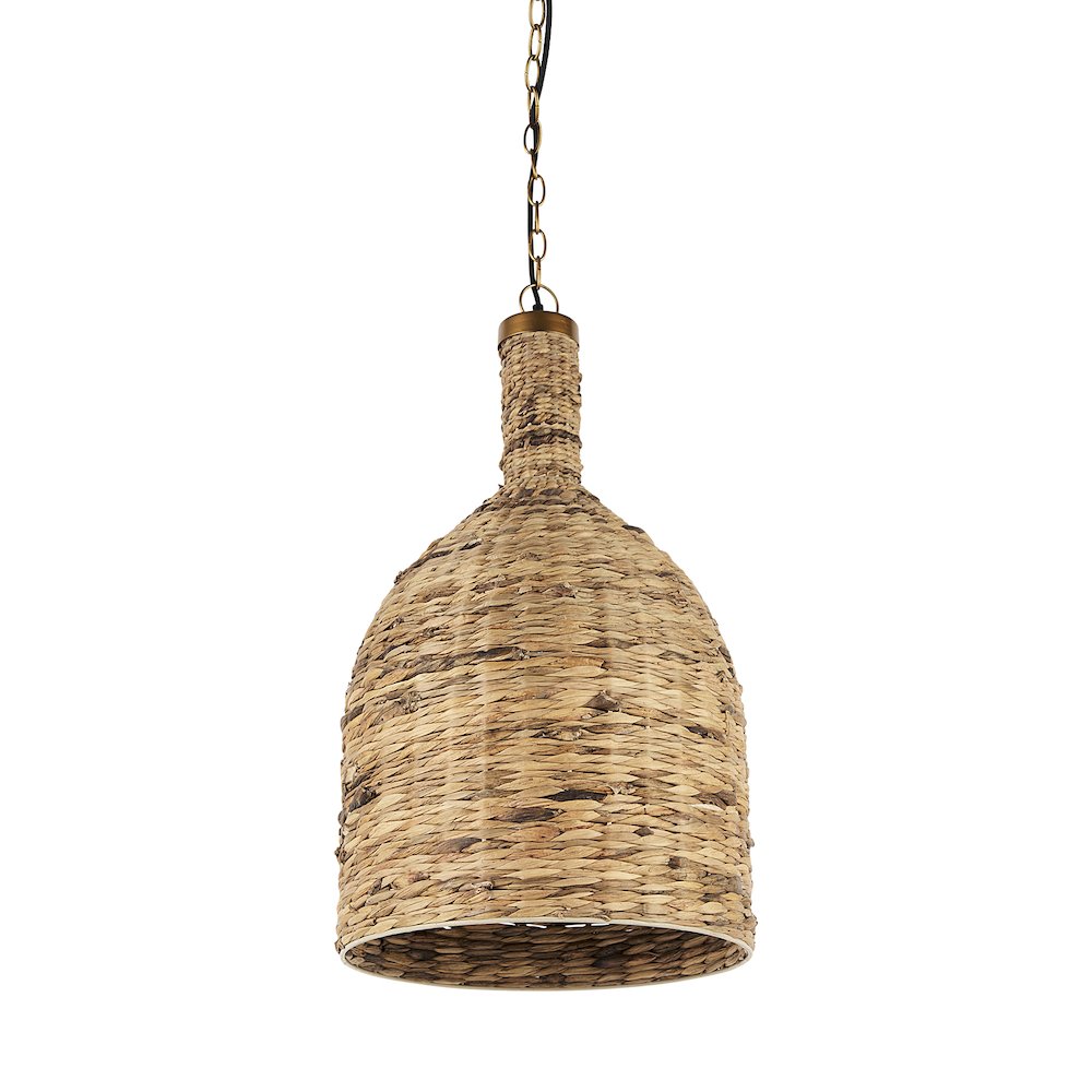 Campanile 16.0L x 16.0W x 27.0H Brown Whicker Pendant Light. Picture 1