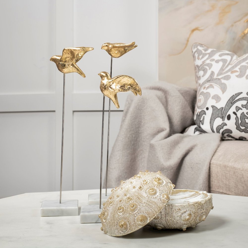 Aya Set of 3 11L x 4W Gold Metal Decorative Birds. Picture 10
