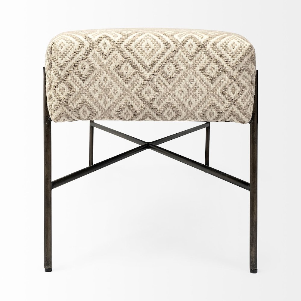 Avery II 55L x 17W Off White Upholstered Seat With Metal Base Accent Bench. Picture 4