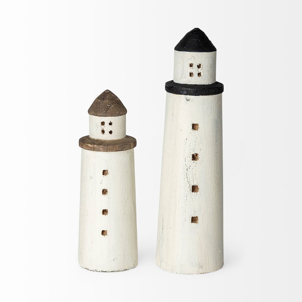 Abner (Large) 4L x 4W White Wooden Coastal Lighthouse. Picture 3