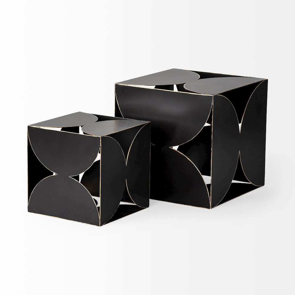 Darren (Large) 8L x 8W Black Metal Decorative Cube. Picture 3